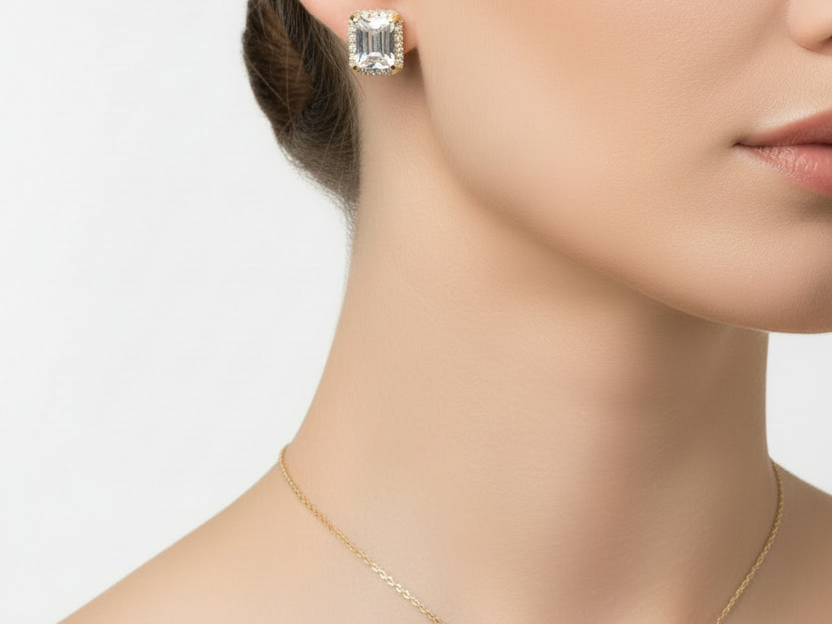 Silver With Yellow Gold Plated Cz Set Chained