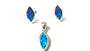 Blue Opal And Cz Pendant And Earring Set