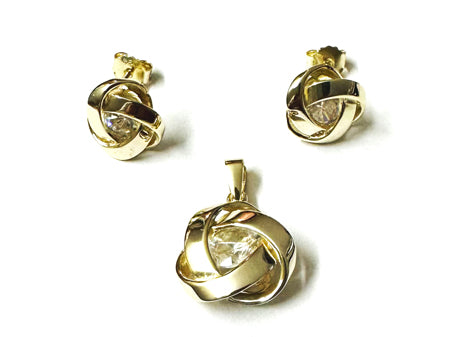 Silver With Yellow Gold Plated Cz Set