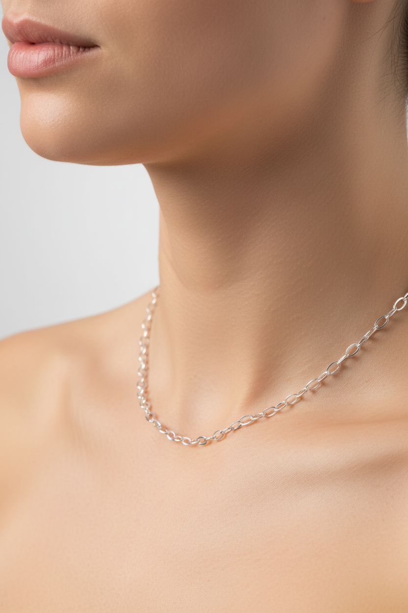 SILVER OVAL BELCHER CHAIN