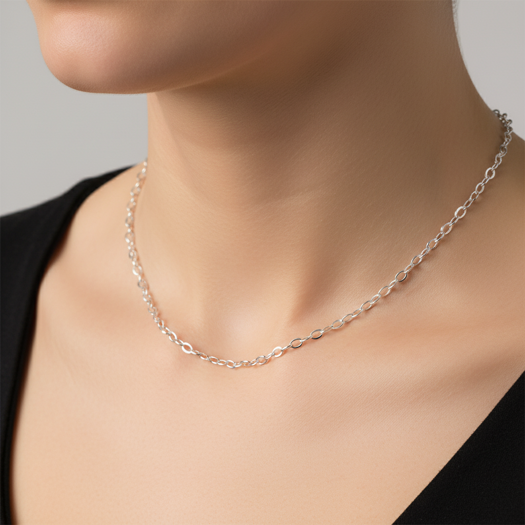 OVAL BELCHER SILVER CHAIN