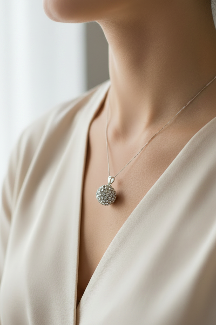 Shamballa Silver Pendant