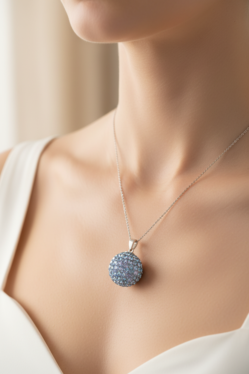 Shamballa Silver Pendant