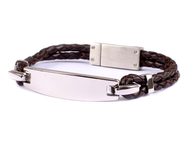 Leather Stainless Steel Bracelet BLACK