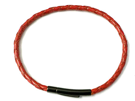 Red Leather Stainless Steel Bracelet