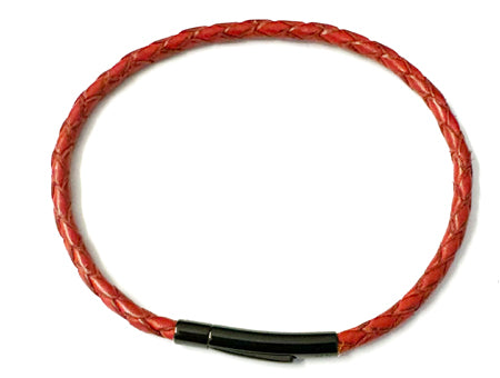 Red Leather Stainless Steel Bracelet