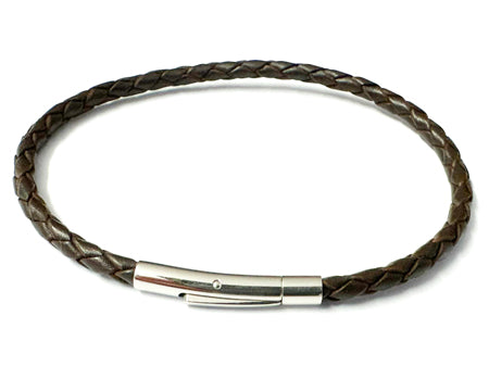 Brown Leather Stainless Steel Bracelet