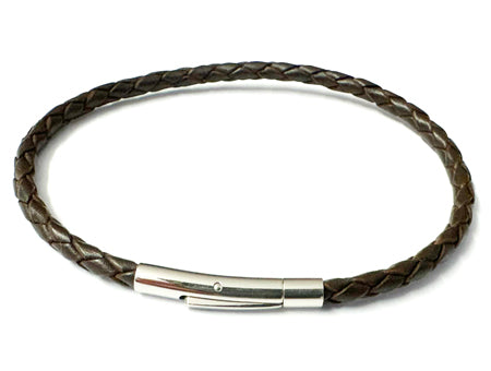 Brown Leather Stainless Steel Bracelet