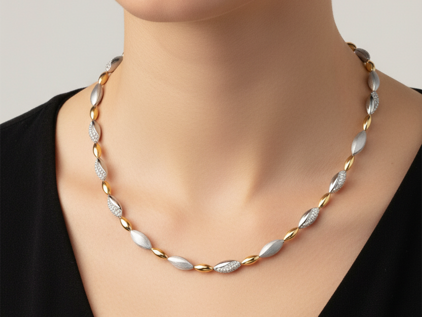 A Yellow Gold & Cubic Zirconia Necklace