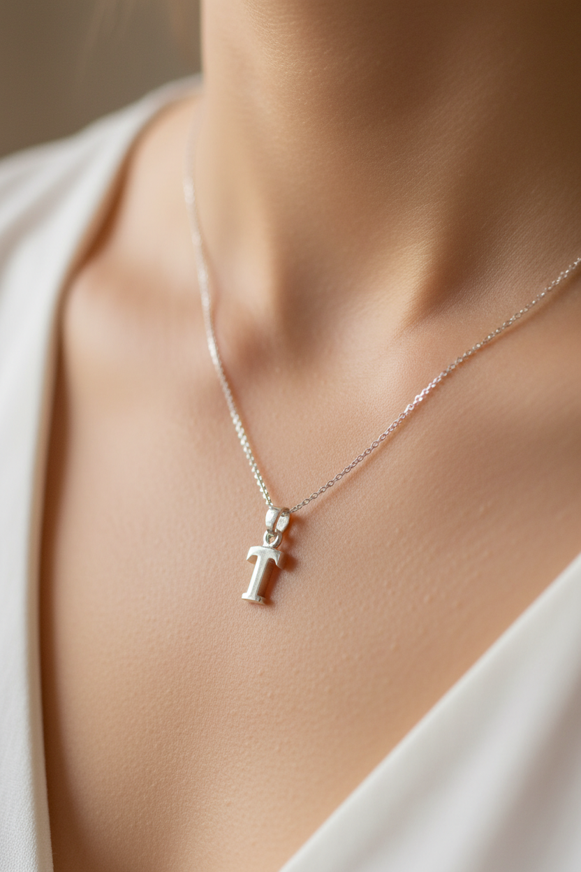 Simply Silver Extra Small Plain Initial Pendant