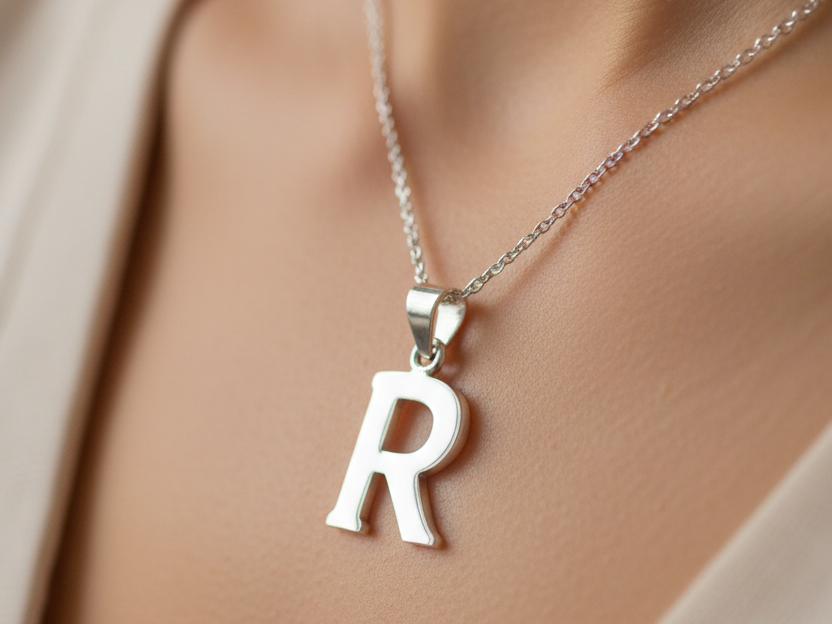 Simply Silver Small Plain Initial Pendant