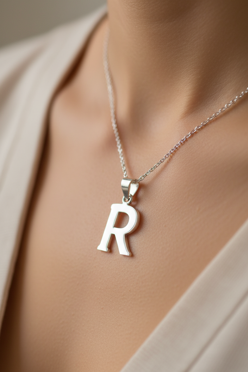 Simply Silver Small Plain Initial Pendant