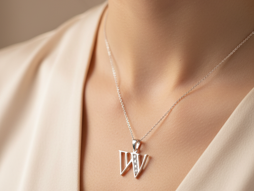 A White Cubic Zirconia Medium Initial Pendant
