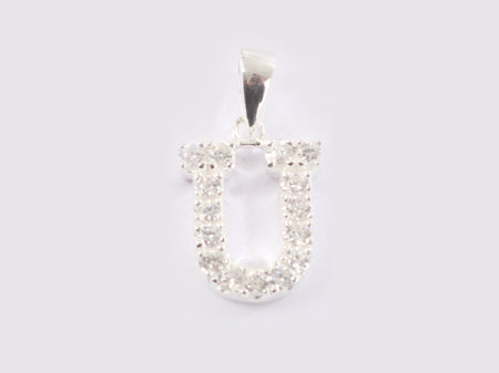 Simply Silver with White Cubic Zirconia Extra Large Initial Pendant.