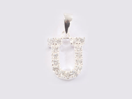 Simply Silver with White Cubic Zirconia Large Initial Pendant.