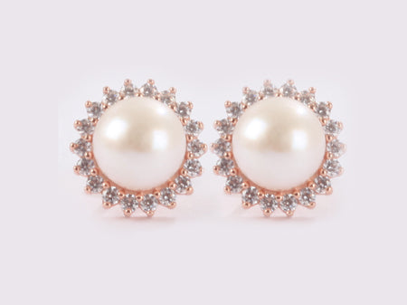 Rose Gold with Pearl Earring