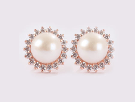 Rose Gold with Pearl Earring