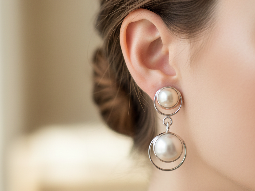 Silver Pearl Earring