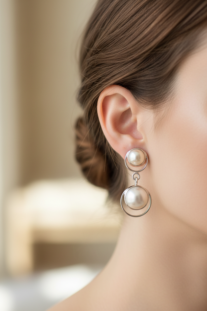 Silver Pearl Earring