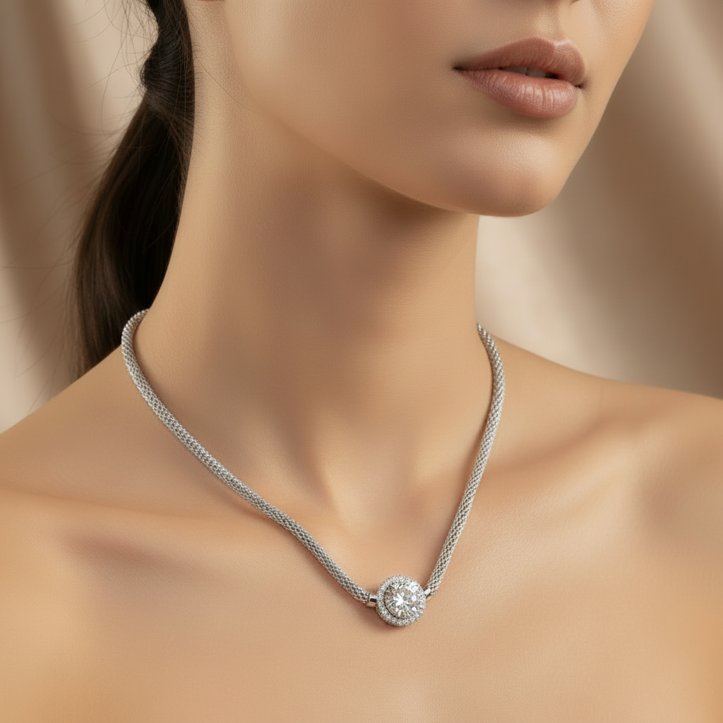 A White Cubic Zirconia Necklace
