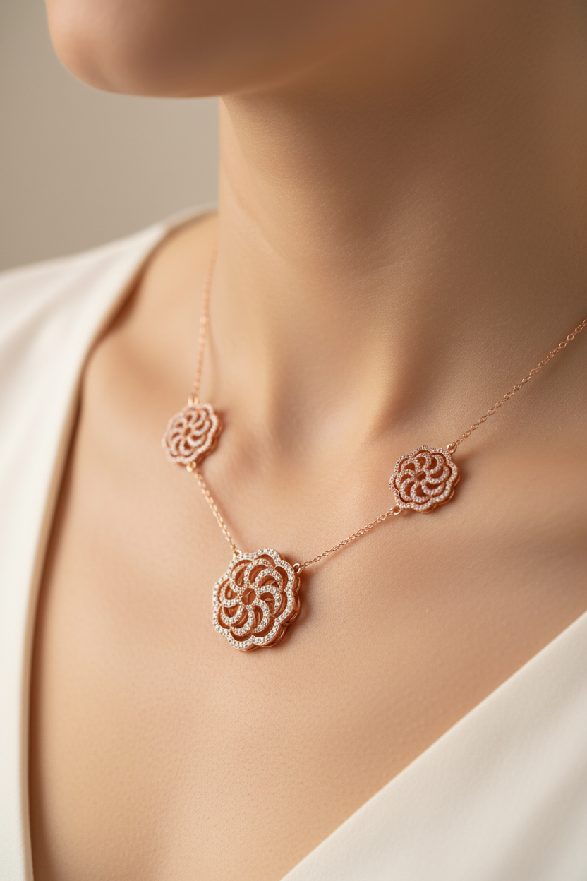 Silver with Rose Gold Plate Necklace