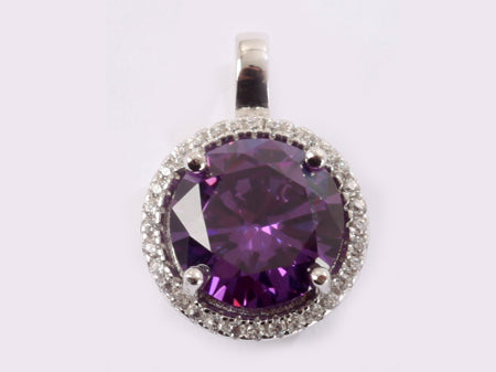 A Amethyst & White Cubic Zirconia Pendant.