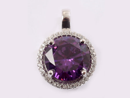 A Amethyst & White Cubic Zirconia Pendant.