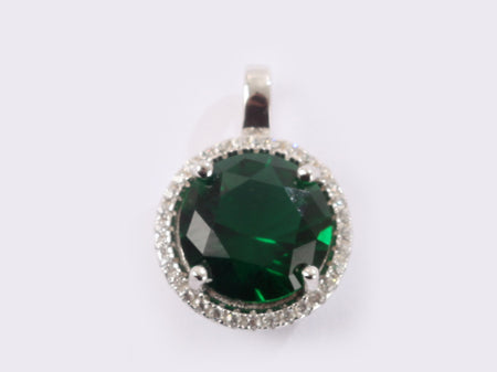 A Emerald & White Cubic Zirconia Pendant.