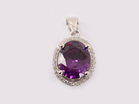 A Amethyst & White Cubic Zirconia Pendant.
