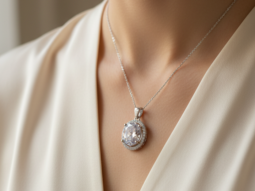 A White Cubic Zirconia Pendant