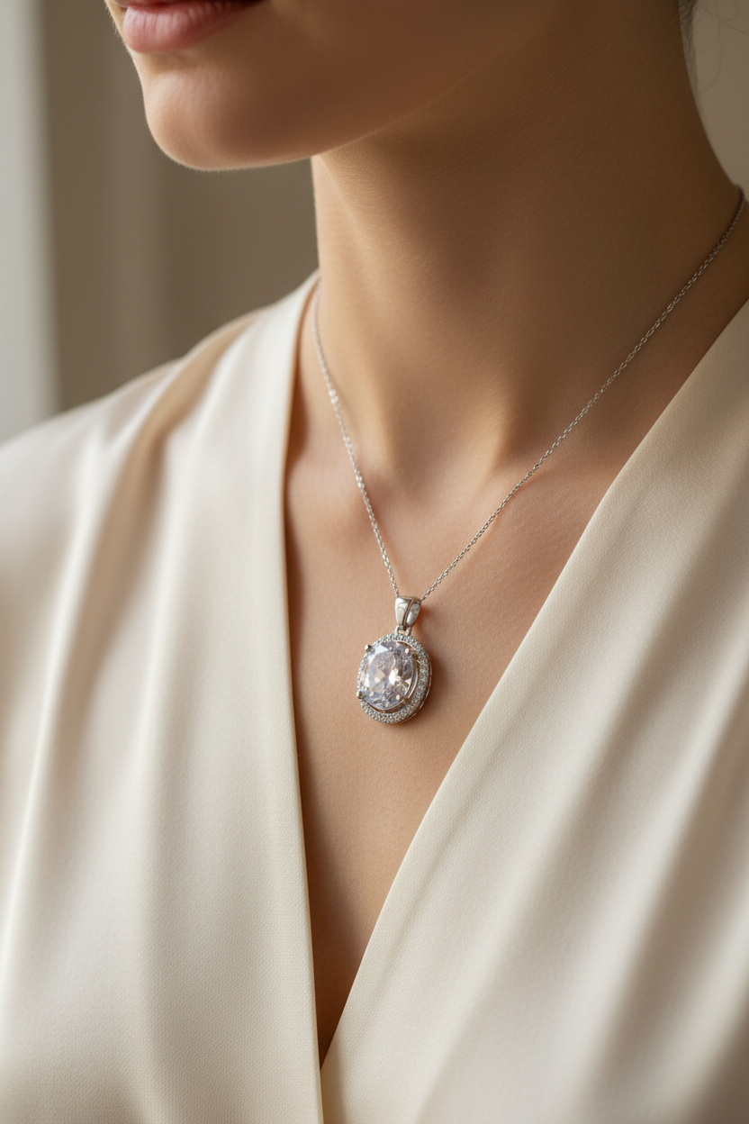 A White Cubic Zirconia Pendant