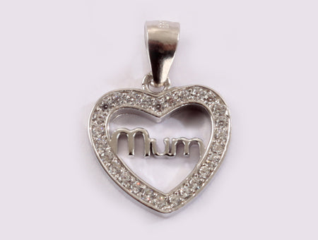 A White Cubic Zirconia Pendant Centre Mum in Yellow Gold
