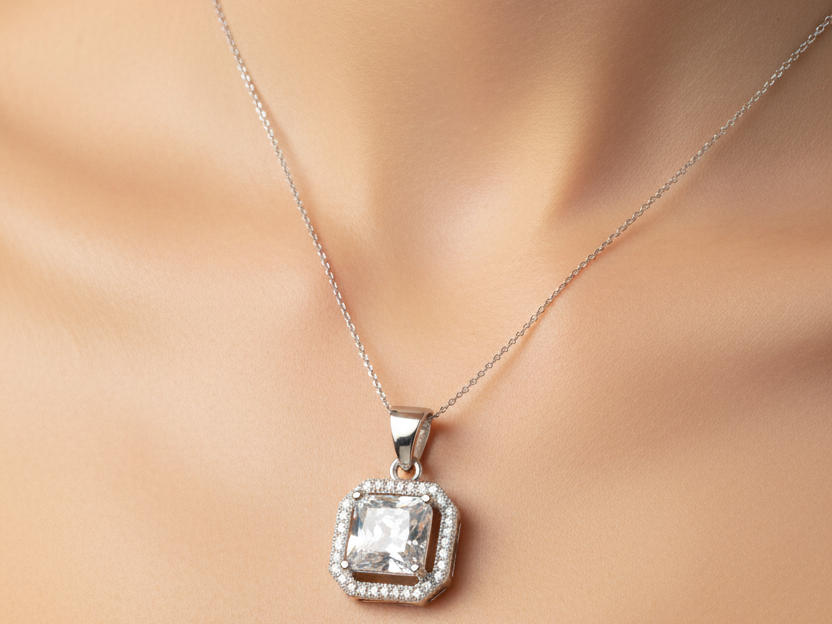A White Cubic Zirconia Pendant