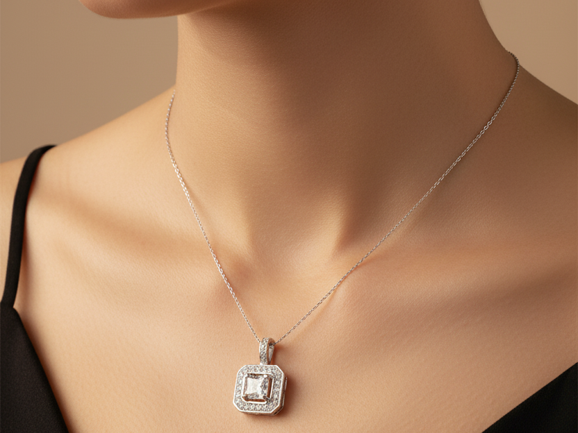 A White Cubic Zirconia Pendant