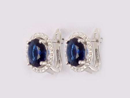 A Sapphire & White Cubic Zirconia Earring.