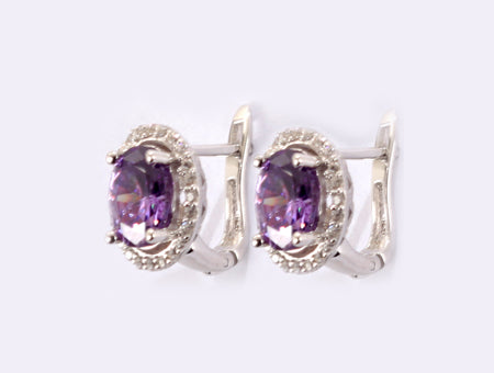 A Amethyst & White Cubic Zirconia Earring.