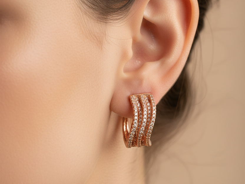 Silver with Rose Gold Plate Earring