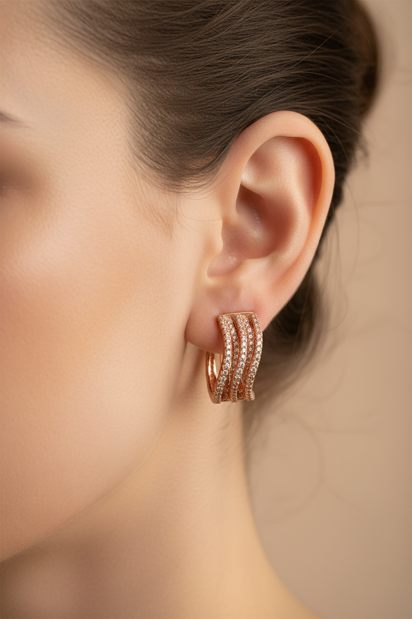 Silver with Rose Gold Plate Earring