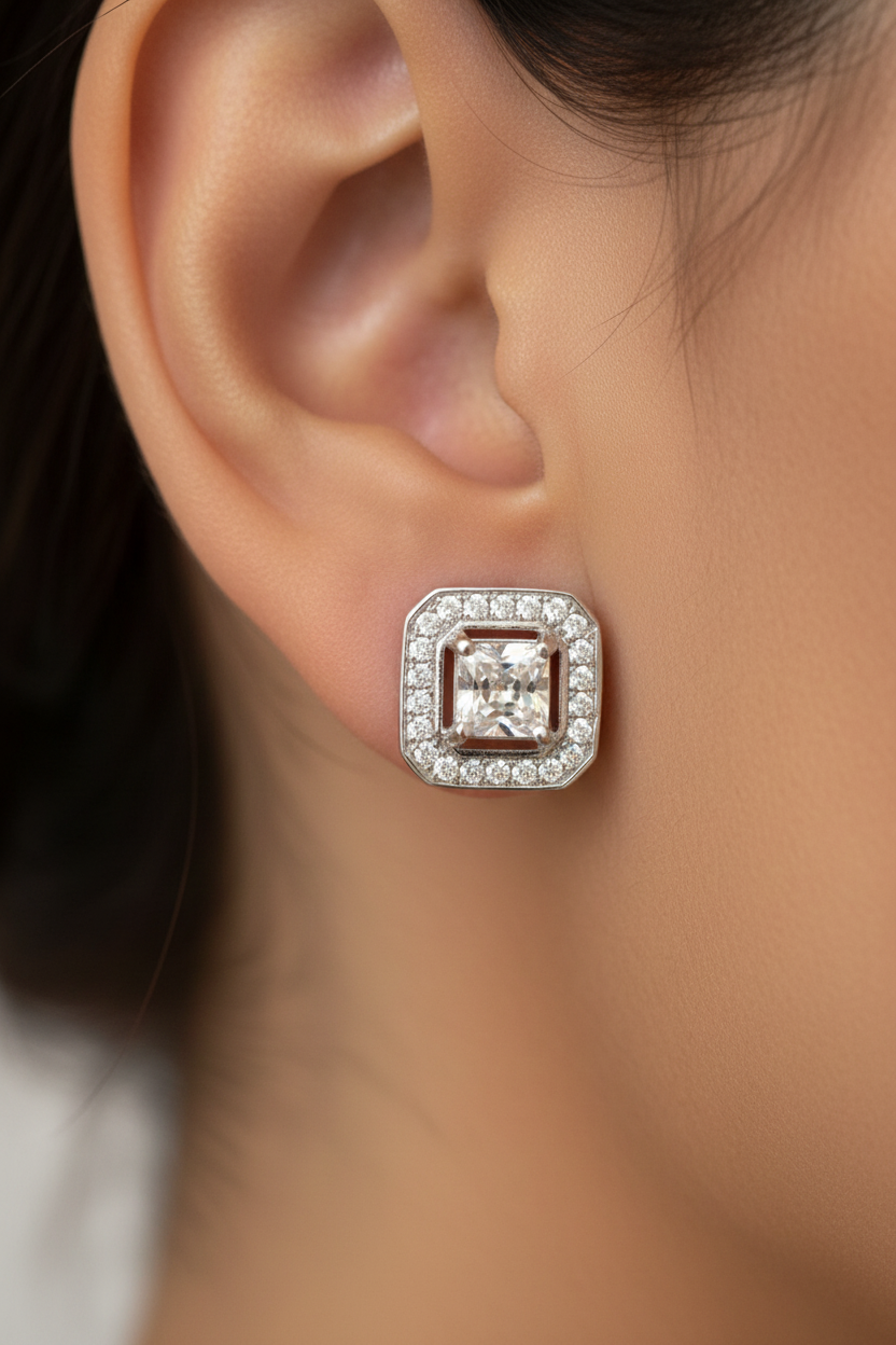 A White Cubic Zirconia Earring
