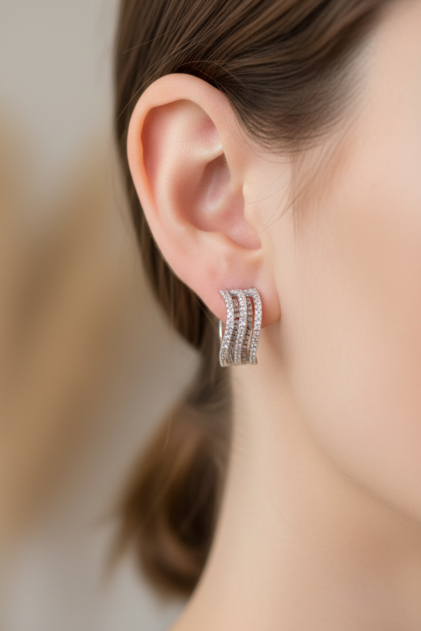 A White Cubic Zirconia Earring