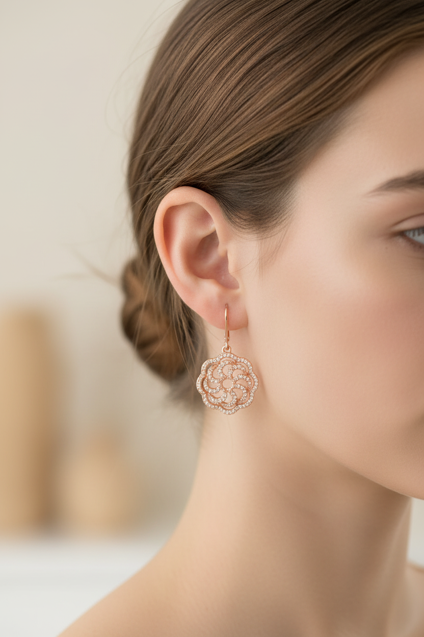 Silver with Rose Gold Plate Earring