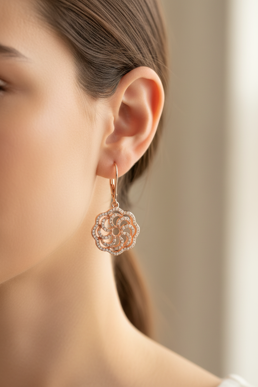 Silver with Rose Gold Plate Earring