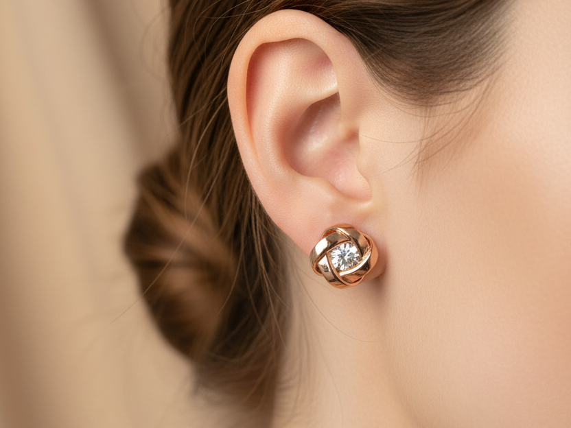 Silver with Rose Gold Plate Earring