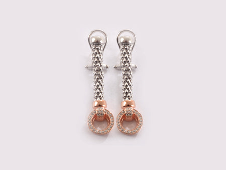 Silver with Rose Gold Plate Earring