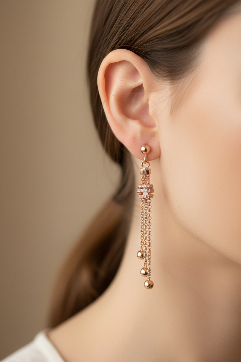 Silver with Rose Gold Plate Earring