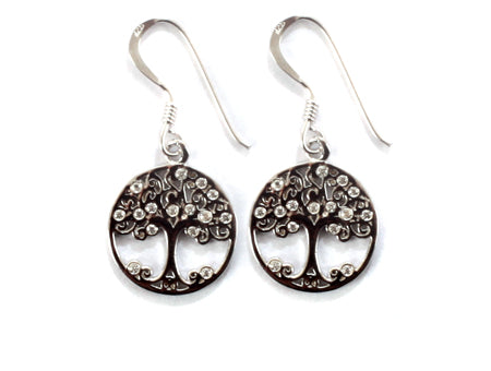 Sterling Silver Tree of Life Drop Earrings