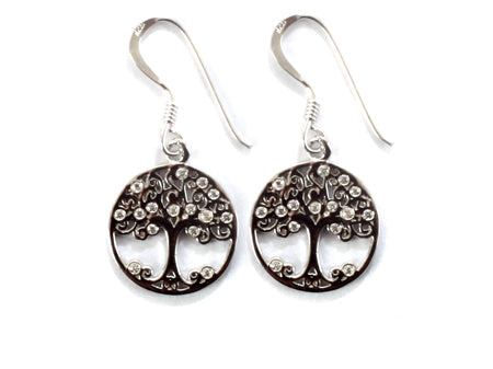 Sterling Silver Tree of Life Drop Earrings