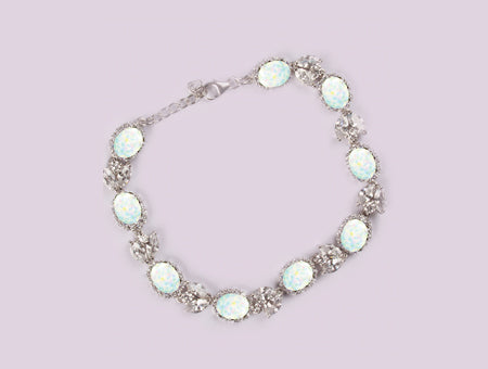 Silver Opal Cz Bracelet