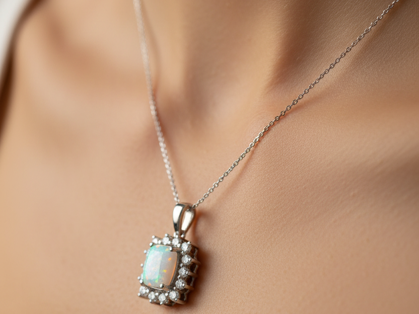 Opal And Cz Pendant