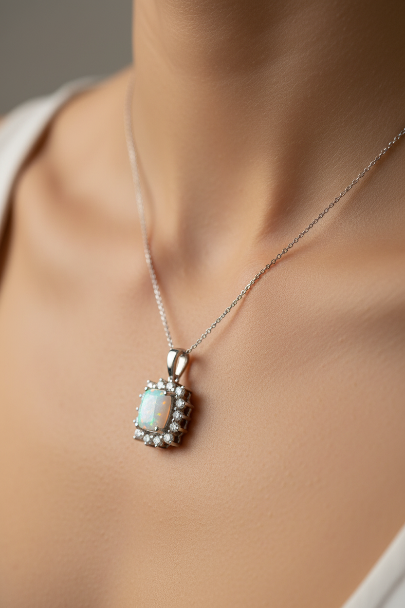 Opal And Cz Pendant